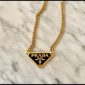 repurposed prada gold necklace